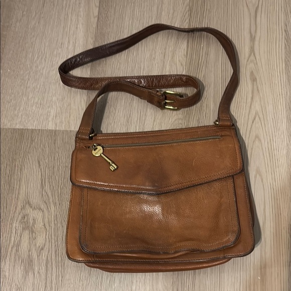 Fossil Brown Leather Crossbody Bag - Picture 1 of 4